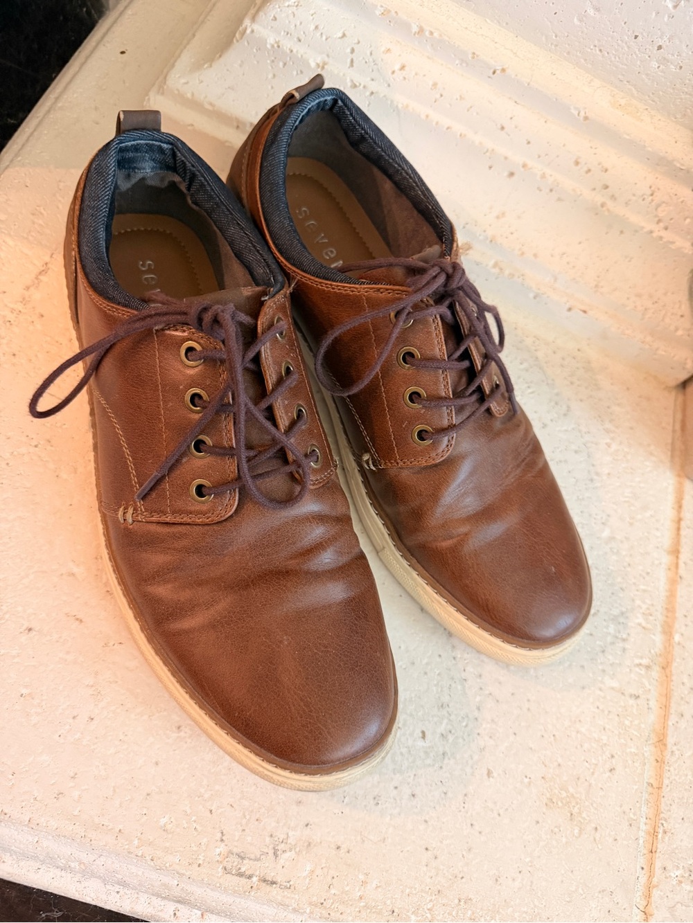 Seven91 Men's Casual Brown Leather Dress Sneaker Oxford Derby Shoes Size 10